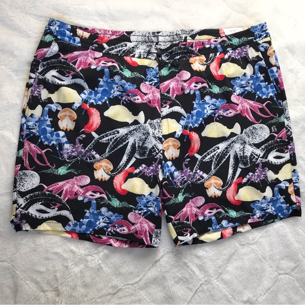 BONOBOS Fielder Black Sea Creatures Swim Trunk Men’s XXL NEW UPF 50 Sun Protect